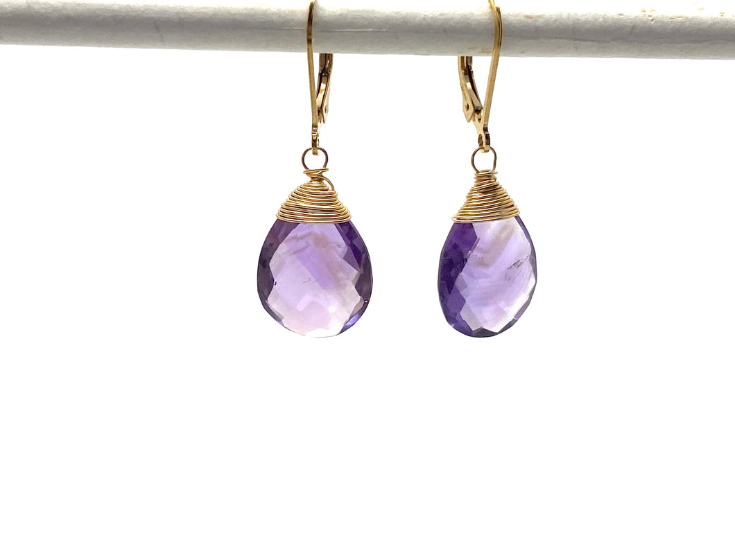 Large Faceted Amethyst Earrings